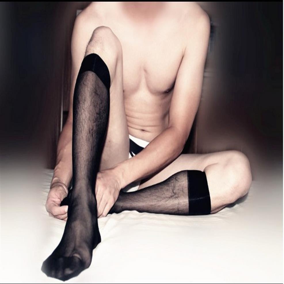 

Whole- SORRYNAM Black Male Suit Sexy silk Socks Sheer Mens Formal Socks Best quality Transparent men hose266m, As pic