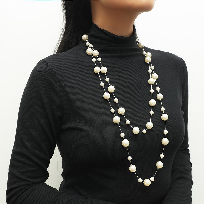 

Pendant Necklaces Double Layer Selling Women's Pearl Sweater Chain Long Jewelry For Women NecklacePendant