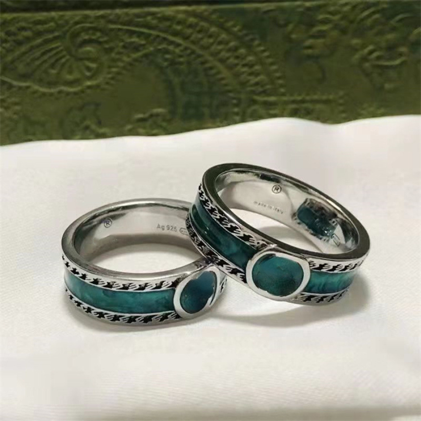 

New Retro Green Enamel Ring for Men and Women Couples Punk Style Designer Rings