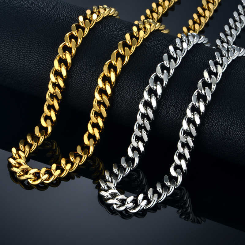 

Neck Heavy Gold Chain For Men Big Long Necklaces Male Color Hiphop Stainless Steel Cuban Necklace Collares