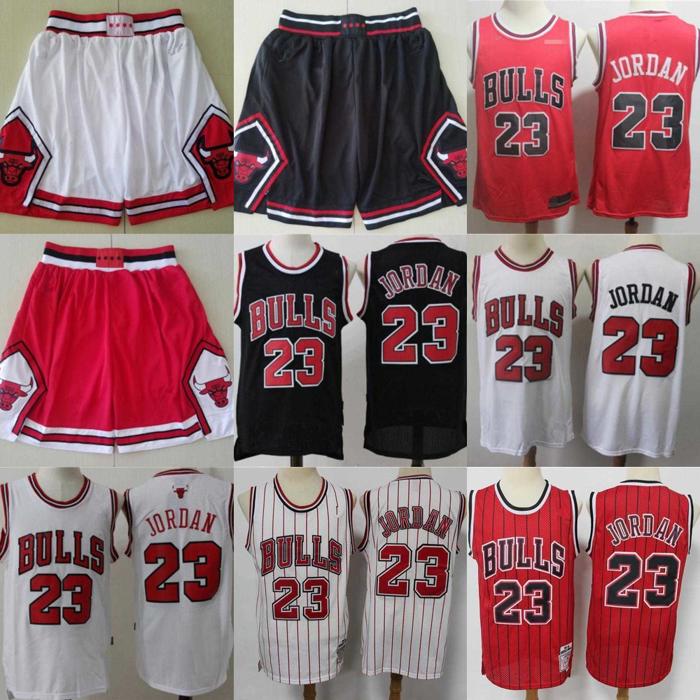 

Basketball Jerseys 45 23 michael mj Throwback Basketball Shorts red black white beige Blue Chicago''Bulls''Jersey, Color