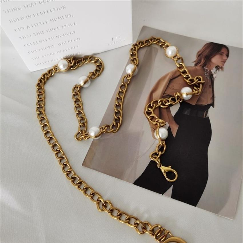 

Womens Designers Chains Belts Fashion Luxury Designer Link Belt For Women Buckle Waist Chain Vintage Gold Bronze249Y, Free