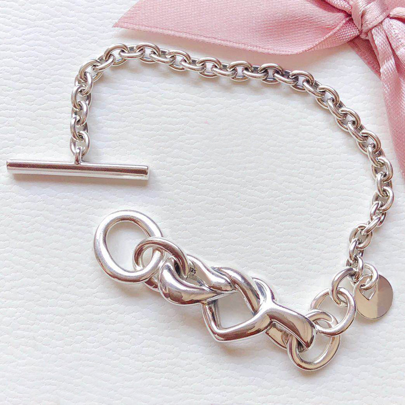 

Luxury Jewelry 100% 925 Sterling Silver Bracelets Link Chain Fit Pandora Beads Charms Heart T Women Gift With Original Logo Box 1pcs Drop Shippings Forever Love
