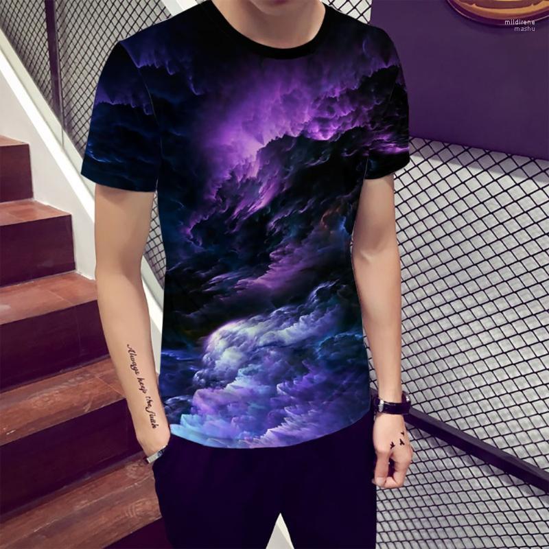 

Men' T-Shirts Funny 3d Color Print T Shirts Summer T-shirt With Round Neck Short Sleeve Blue Green Purple Flame Printed Top Mild22