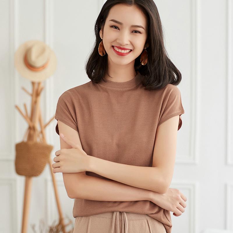 

Women's T-Shirt 2022 Arrived Summer Women Solid Color Thin T-shirts Casual Tee Tops Short Sleeve Female T Shirt ClothingWomen's, Beige