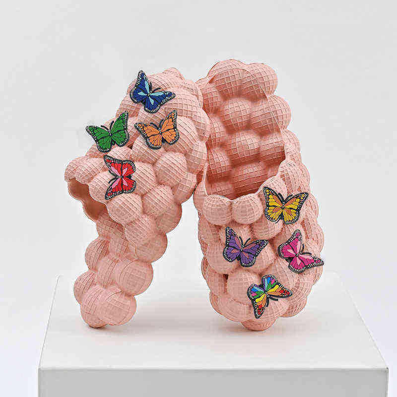 

Nxy Sandals Bubble Slides with Charms Beach Men Women 2022 Summer House Shoes Platform Ball Slippers Size 35-48 0528, Beige charms makeup