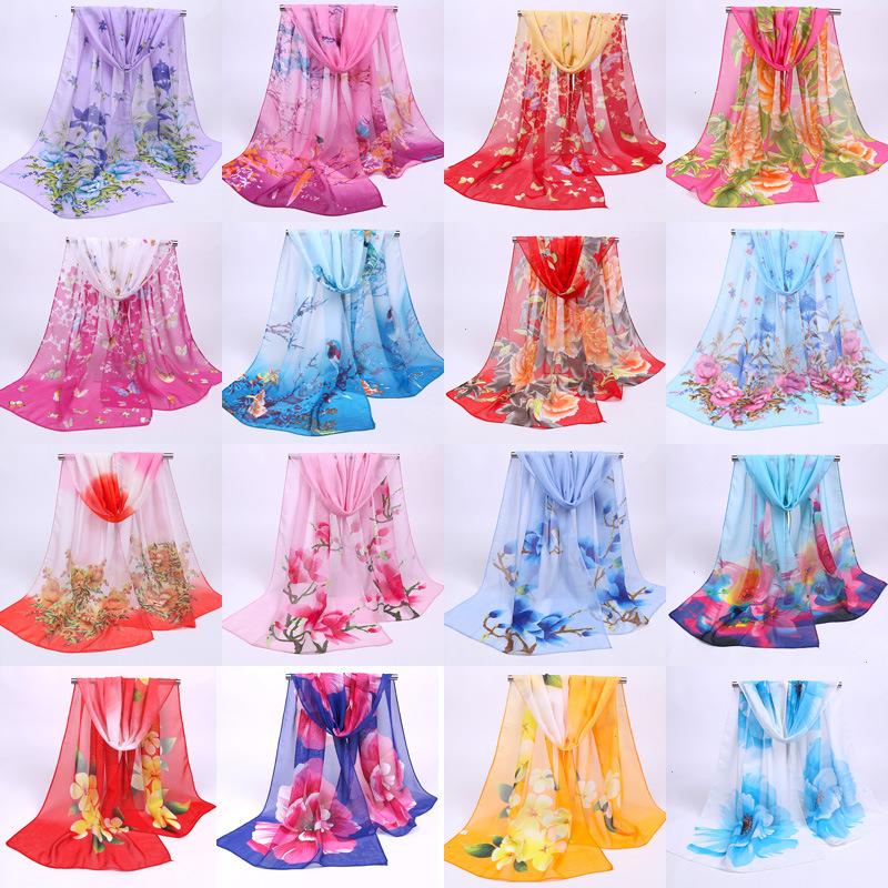 

160 50cm Multi-style Holiday Selling Chiffon Striped Scarf Wild Fashion Shawl Sunscreen Print Floral Scarves