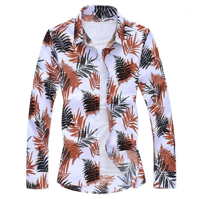 

Creative Leaves Pattern 3D Pigital Printing Long Sleeve Shirt Autumn Quality Fashion Slim Fit Camisa Masculina Men -7XL Men's Casual Shirts, As picture