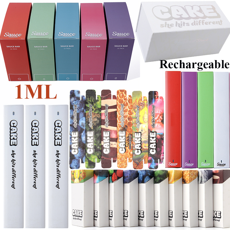 

1.0ML Muti Style Cake Sauce Bar Electronic Cigarettes Disposale Vape Pen Empty Disposable 280Mah Rechargeable Pens Smoking Tools
