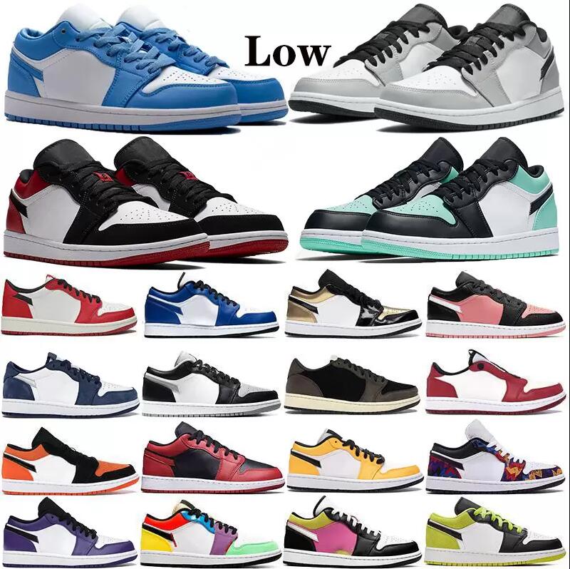 

2022 Low cut Jumpman 1 OG 1s Mens Basketball Shoes Electro Orange Obsidian UNC Hyper Royal University Blue Lucky Green Bred Patent Women man Sneakers 36-45, 1s (23)