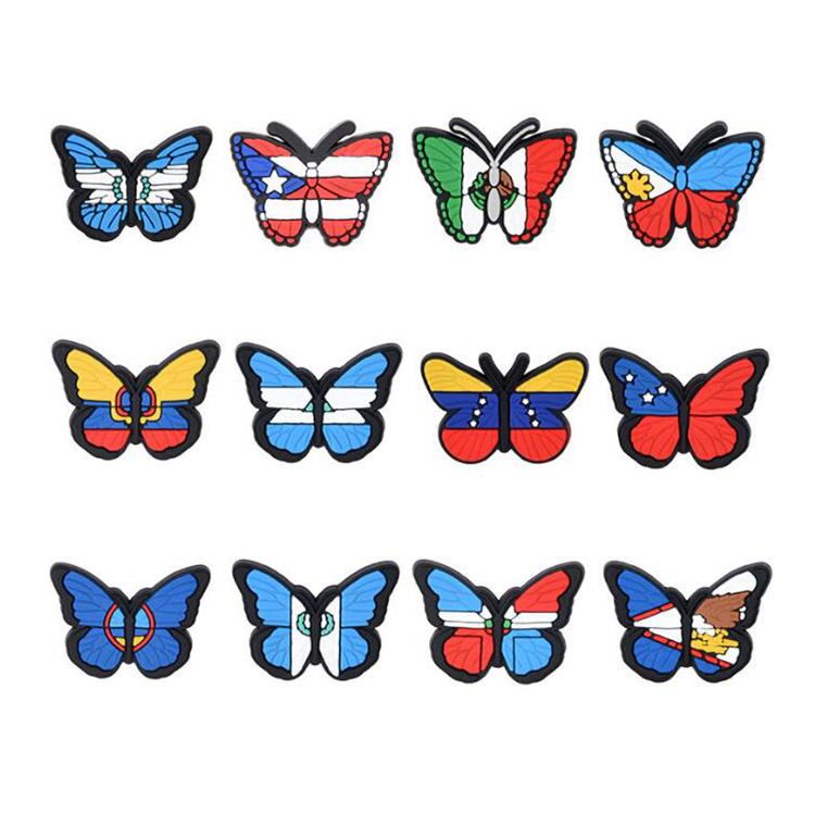 

Fast delivery Wholesale Butterfly Croc Shoe Charms Parts Accessories shoe Charm with Buckle Clog Pins