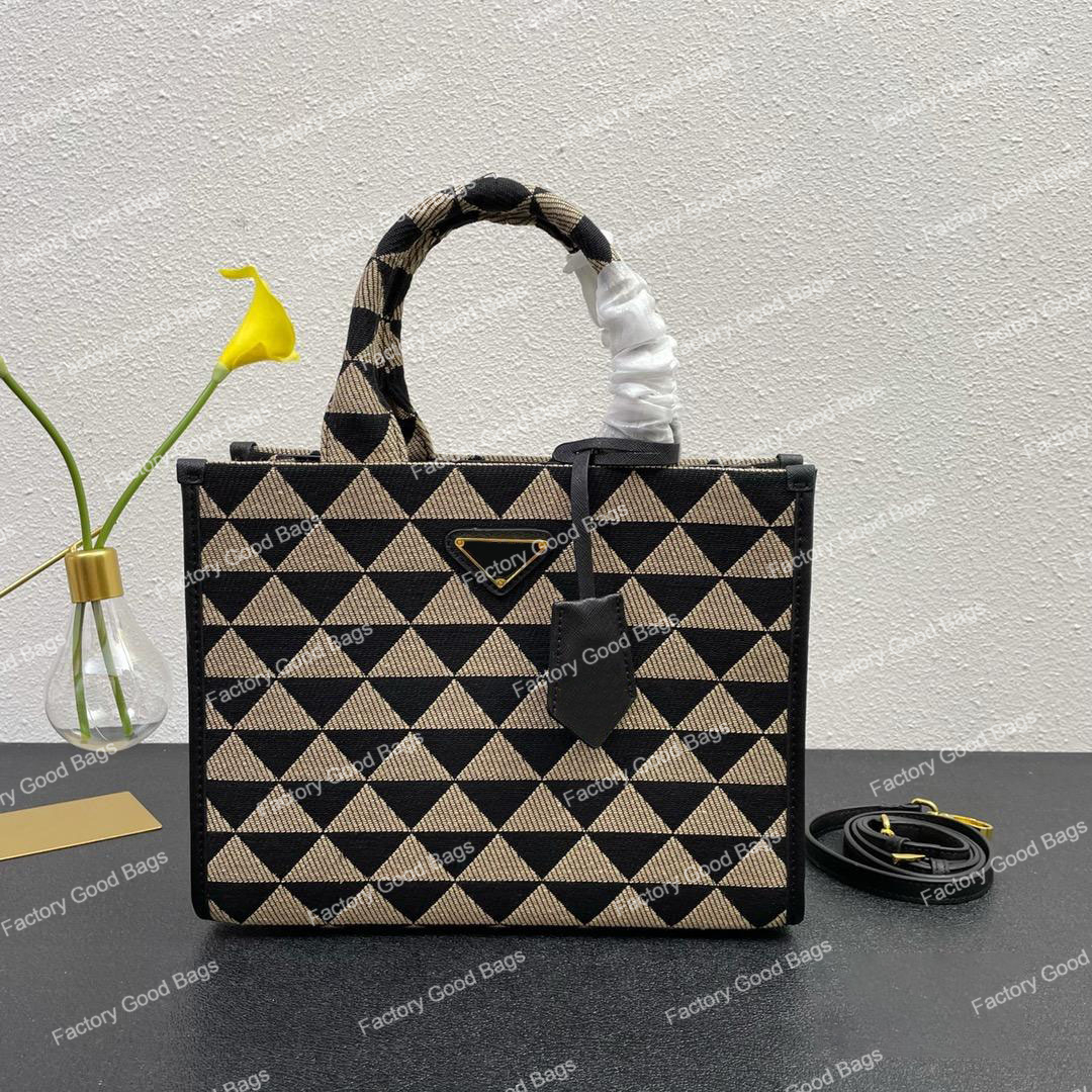 

Symbole Tote Bags Handbag Designer Totes Bag Ladies Triangle Jacquard Fabric Contrast Embroidered Leather Fashion Handy Messenger High Quality Shoulder Bag, Random card holder