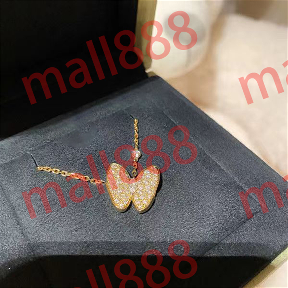 

fashion Diamond Butterfly Pendant Necklaces female Designer Jewelry Power necklace woman clavicle chain gift for girls high quality Choker with box