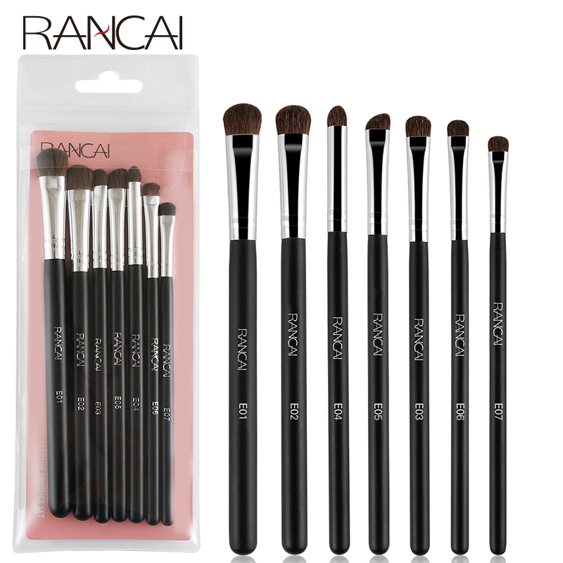 

RANCAI 7pcs EyeShadow Brushes Set Natural Horse Hair Cosmetics Blending Smudge Shader Makeup Beauty Kit 220722