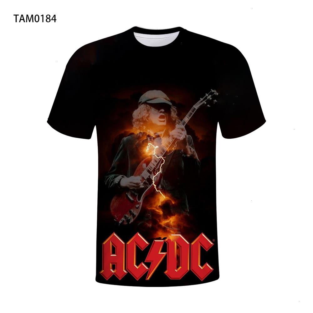 

Summer Mens And Womens T-shirts O-neck Short-sleeved T-shirt Casual 3d Digital Printing Acdc Band Rock Oversized, Tam0182