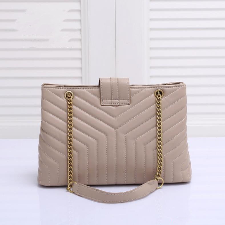 

2021 luxury handbag shoulder bag brand LOULOU Y-shaped designer seam leather ladies metal Chain high quality clamshell messenger large size wholesale, Pink
