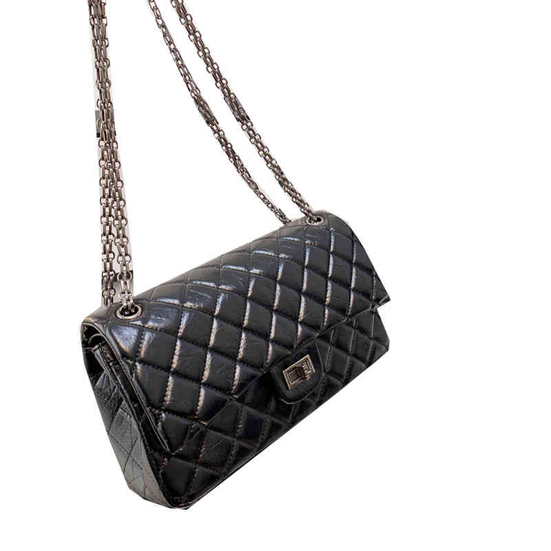 

France Womens Designer Classic Double Flap 2.55 Bags Calfskin Burst Crack Gold/Silver Metal Chain Famous Luxury Crossbody Shoulder Multi Poc, Box