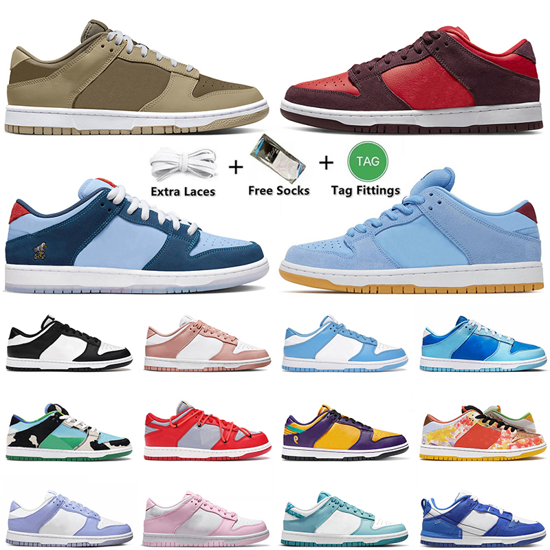 2022 Chaussures d←contract←es panda pour hommes femmes blanches bas de bas en cerisier des baskets Trainers Taille 48
