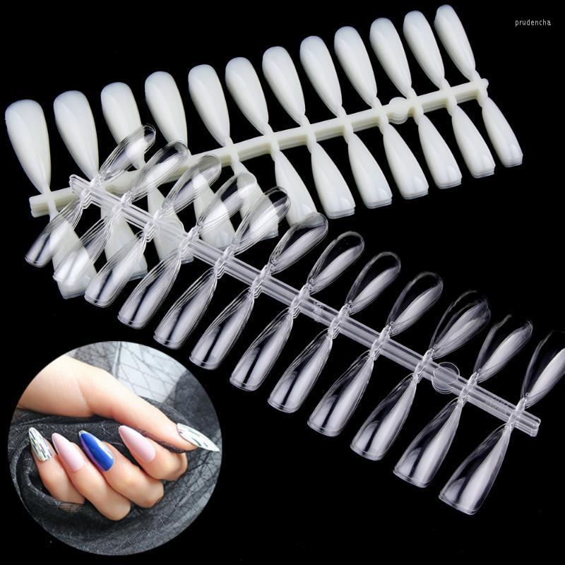

False Nails 120Pcs/Bag Full Cover Nail Tips Extra Long Press On Natural/Transparent Coffin Practice Polish Model Display Prud22, Clear long pointed
