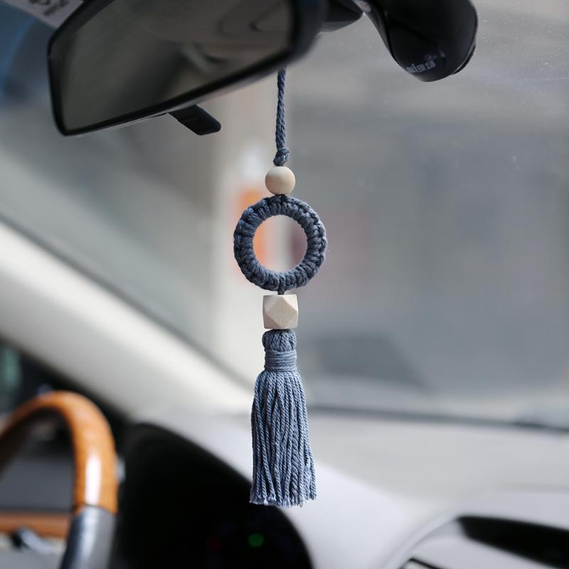 

Interior Decorations Car Pendant Hand Made Cotton Bohemia Auto Rearview Mirror Hanging Ornament Fragrance Decoraction Accessories Girls Gift