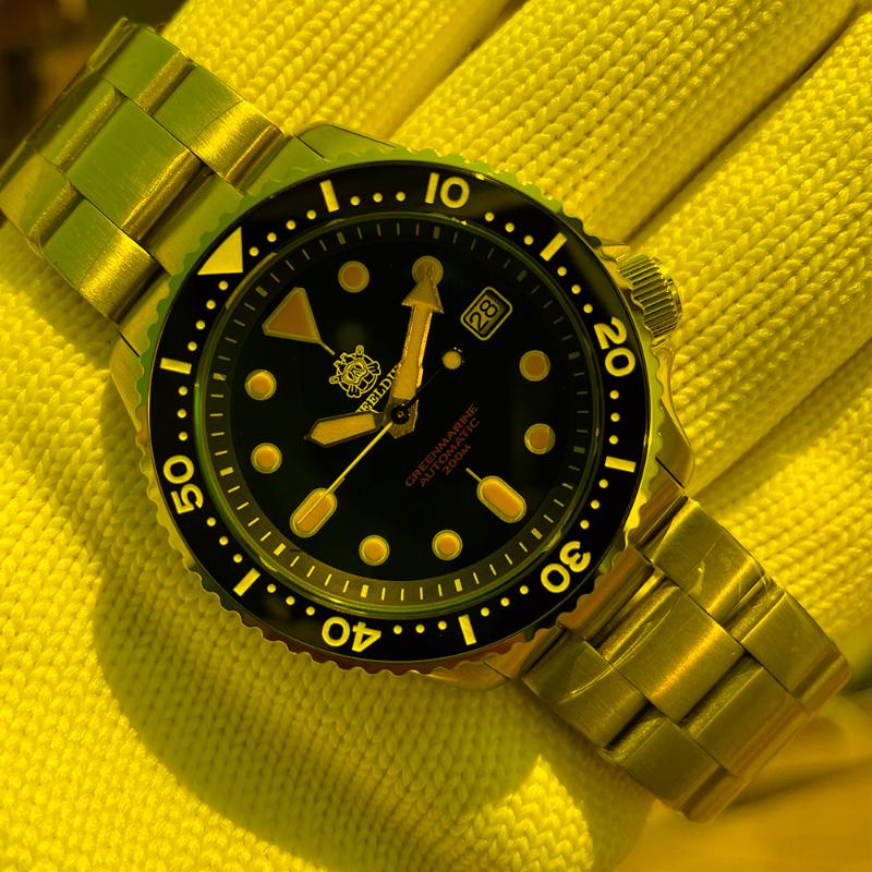 

Wristwatches Dive Watch Waterproof JAPAN NH35 Automatic Ceramic Bezel STEELDIVE Design Men's 200m 20Bar Mechanical WatchWristwatches, 96gr-swf-green