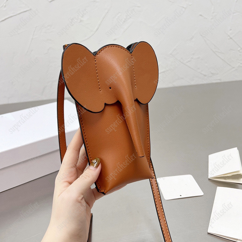 

6 Colors Elephant Crossbody Luxury Designer Shoulder Bags Women Summer Handbags Fresh Mini Phone Clutch Bag Leather Card Holder Girls Top Quality Wallet Coin Purse, Brown