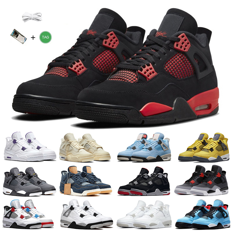 

Jumpman 4 4s men women Retro Basketball Shoes Red Thunder Black Cat Sail Lightning Canvas Infrared White Oreo Cement UNC Metallic Neon trainers Sports Sneakers, Color#46