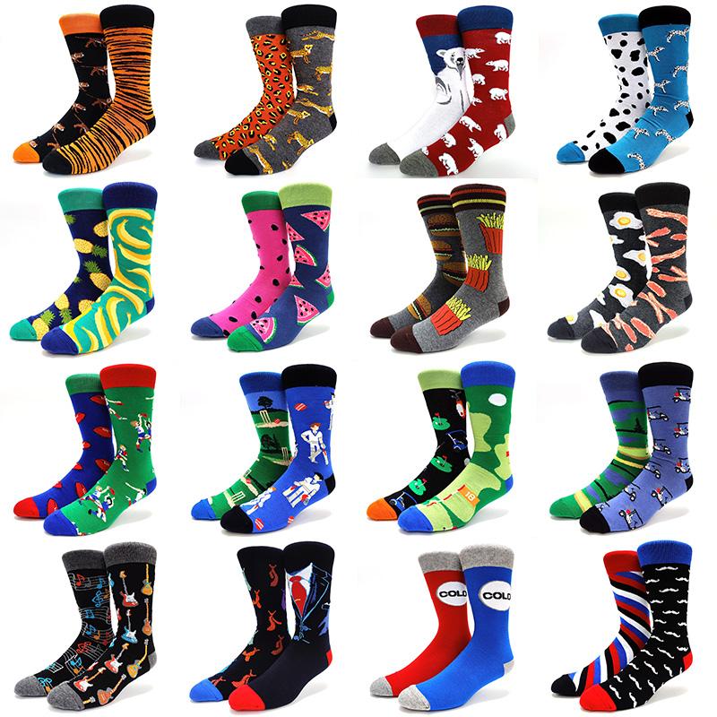 

Men's Socks High Quality Combed Cotton AB Food Pattern Long Tube Funny Happy Men Novelty Skateboard Crew Casual Crazy SocksMen's, 38