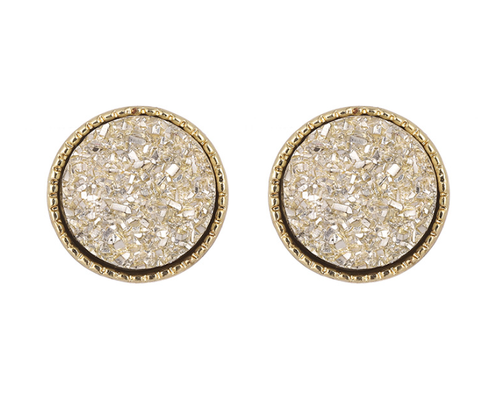 

Simple Alloy Resin Crystal Tooth Earrings Fashion Accessories Geometric round Mineral Surface Crystal Earrings