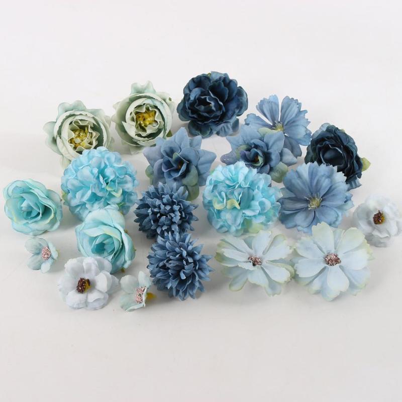 

Decorative Flowers & Wreaths 20Pcs Chic Beautiful Corsage Artificial Flower Head No Withering Emulate, Blue
