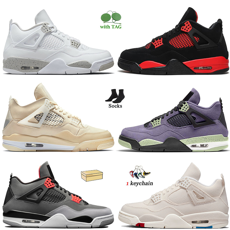 

New Canyon purple 4s Mens Basketball Shoes With Box Jumpman 4 White Oreo Red Thunder Sail Infrared Canvas University Blue Cactus Jack Bred Women Men Trainers Sneakers, C47 pine green metallic 36-47