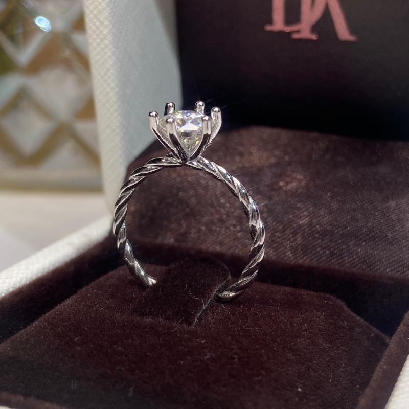 

Cluster Rings Round 18K White Gold Plated 925 Silver Moissanite Ring For Women Diamond Test Passed Woman Girl GiftCluster