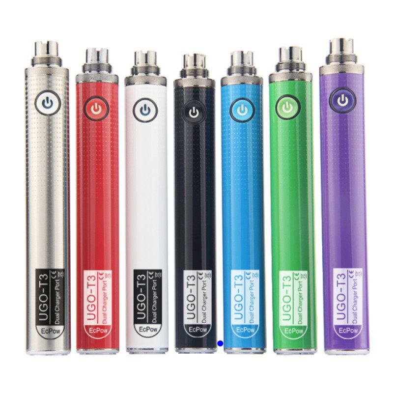 

Moq.2pcs UGO-T3 Dual Charger Port 1300mAh 510 Thread Battery Variable Voltage Vape Pen Preheat E Cigarette Fit Thick Oil Vape Carts Original E-cigs