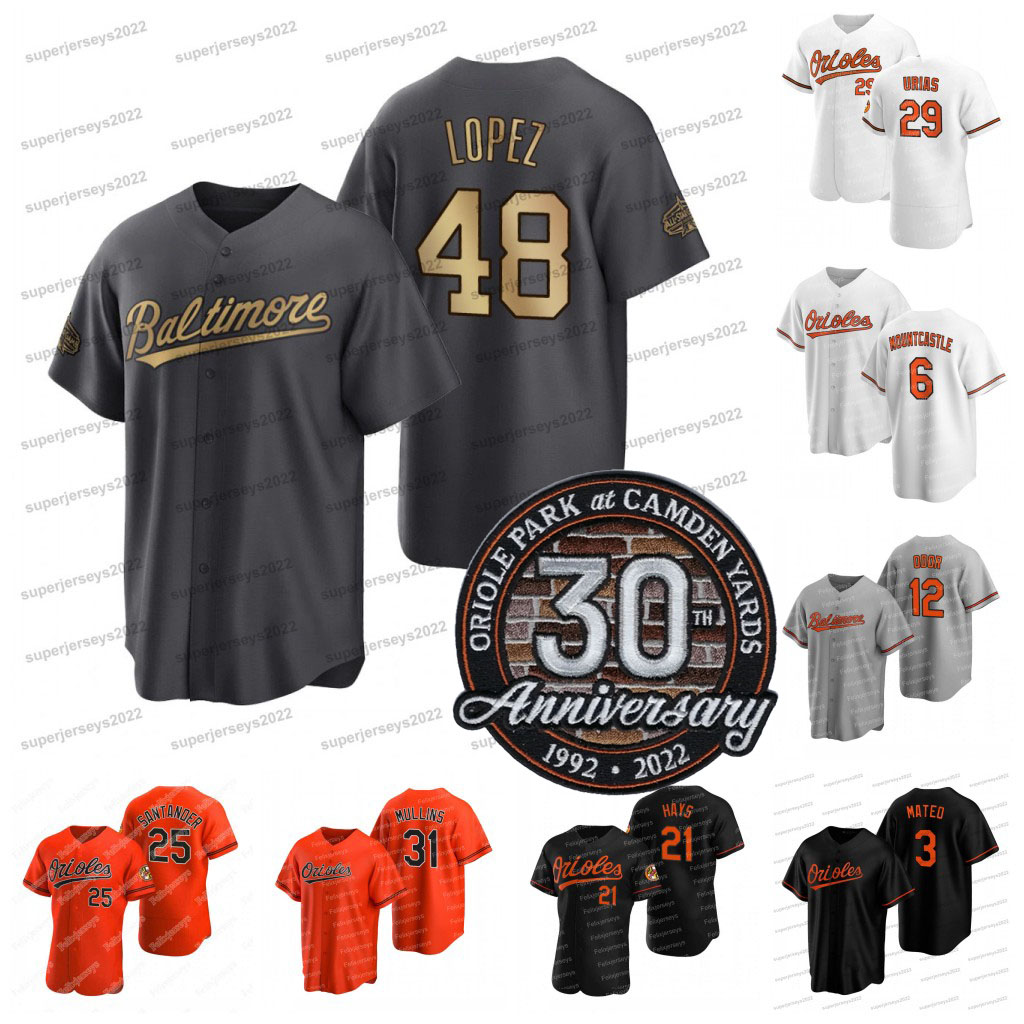 

48 Jorge Lopez Cedric Mullins ORIOLES 30th Anniversary Jerseys Anthony Santander Ryan Mountcastle Austin Hays Jorge Mateo Rougned Odor Ramon Urias Brett Phillips, Cool base