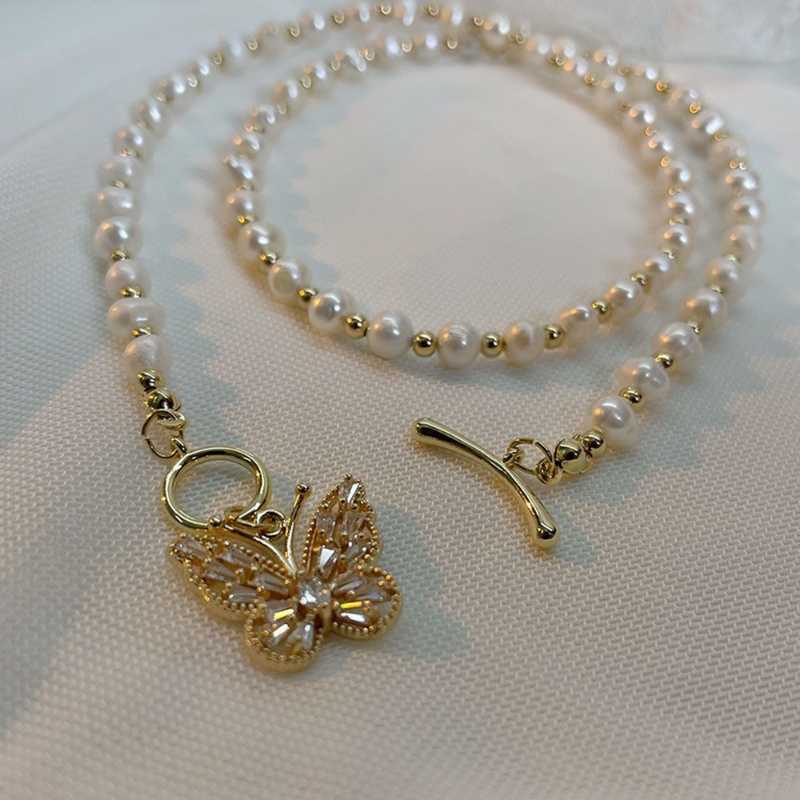 

Chokers Promotion - 100% Natural Freshwater Pearl 18K Plated Copper Butterfly Necklaces DIY Jewelry Making Findings AccessoriesChokers