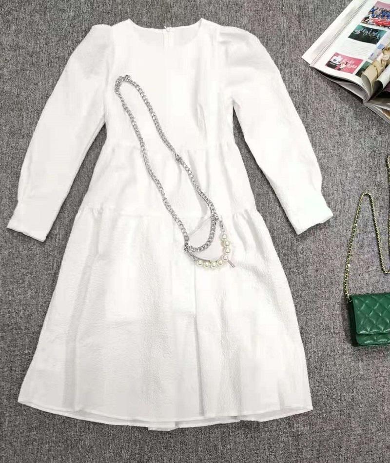 

Casual Dresses Est Fashion Designer Dress 2022 Autumn Winter Women Sweetheart Bag Deco Long Sleeve White Black Vintage Vestidos
