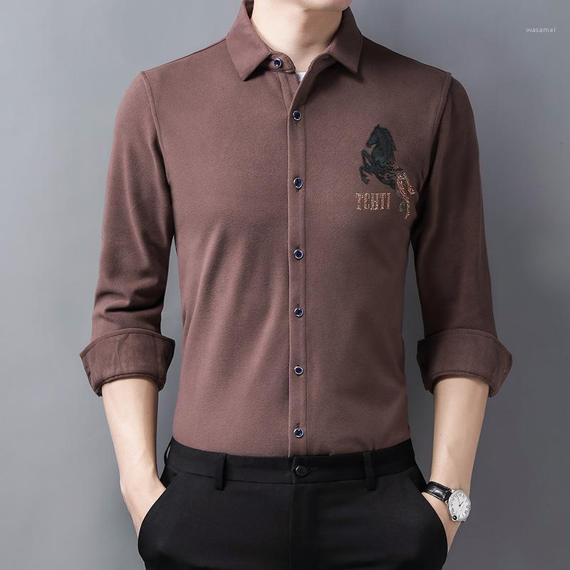 

Large Size Winter Warm Plush Blouse For Mens Green Flannelette Shirts Stout Claret Fashion Husband Clothes Khaki Thermal Men's Casual, Black