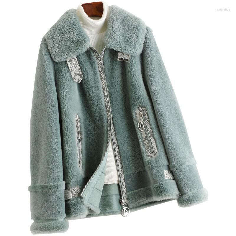 

Women's Fur & Faux Genuine Wool Blend Jacket Winter Women Outerwear Coats LF2128, Beige