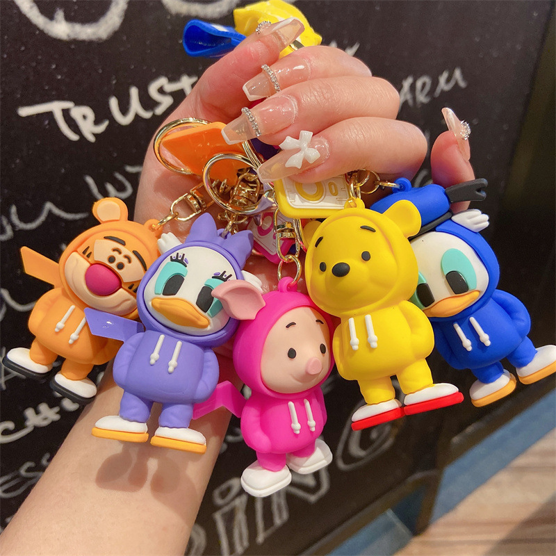 

Decompression Toy Creative cartoon standing sweater Mickey Minnie keychain cute Donald Duck Tigger pvc car key chain