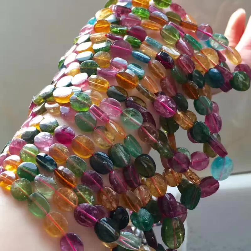 

Chains Genuine Natural Colorful Tourmaline Crystal Clear Oval Beads One Women Man Necklace 6-13mm AAAChains ChainsChains