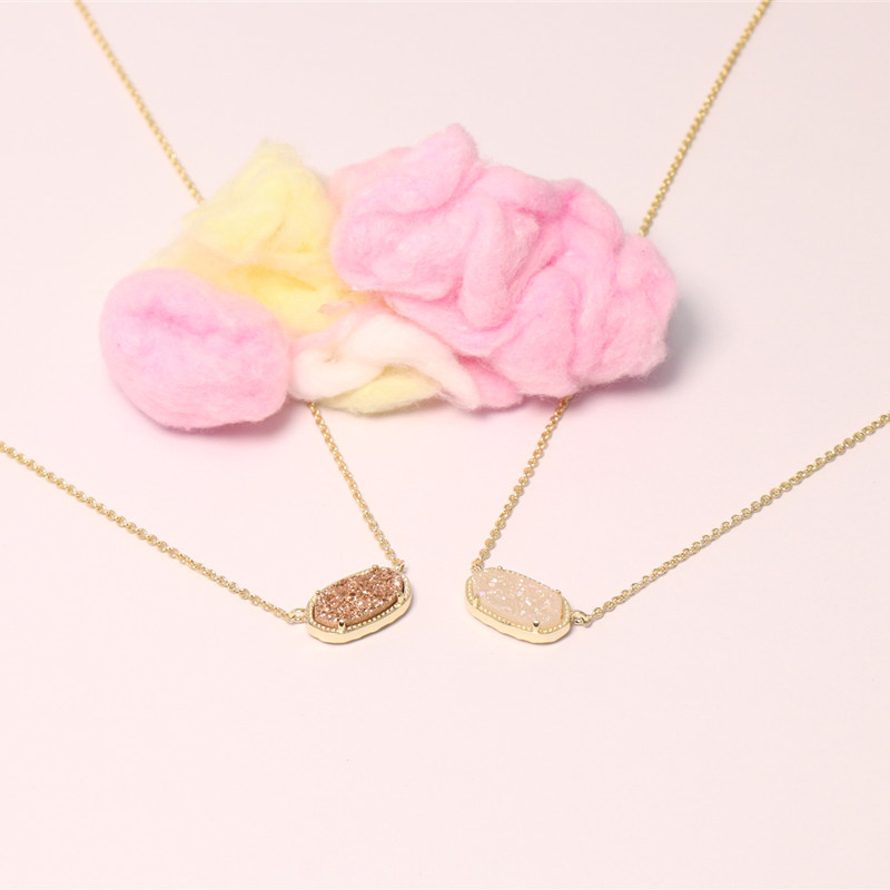 

Iridescent Drusy Pendant Necklace in Gold Silver