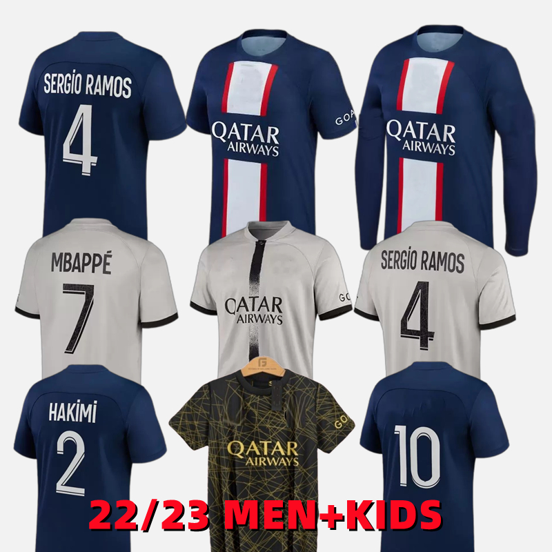 

MBAPPE HAKIMI PLAYER #30 soccer jersey SERGIO RAMOS 22 23 Maillots de football 2022 2023 MARQUINHOS VERRATTI pSGS HAKIMI men kids kit shirt uniforms maillot foot 4XL
