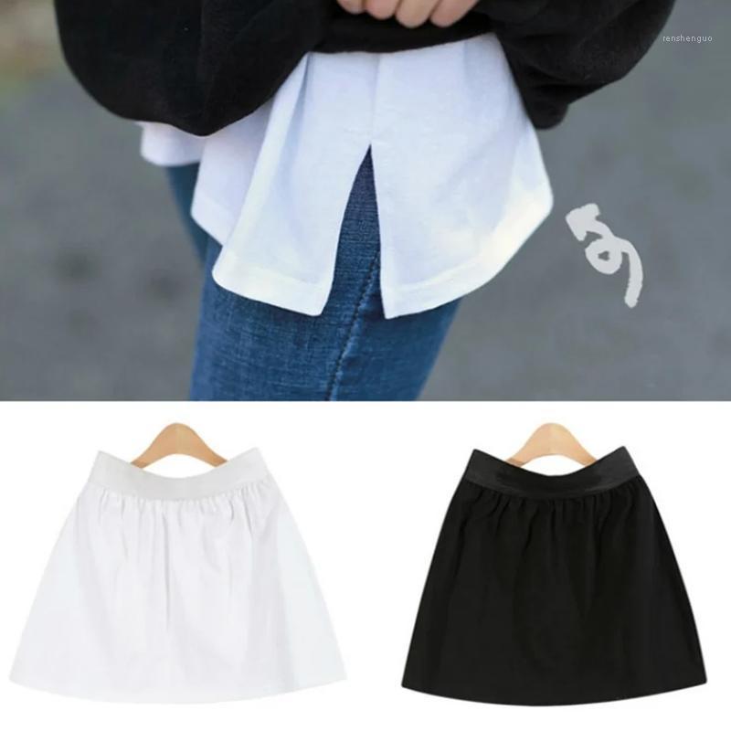 

Skirts 2022 Womens A-Line Flared Curved Fake False Hem Button Down Solid Color Elastic Waist Detachable Skirt Decorative Apron, Black