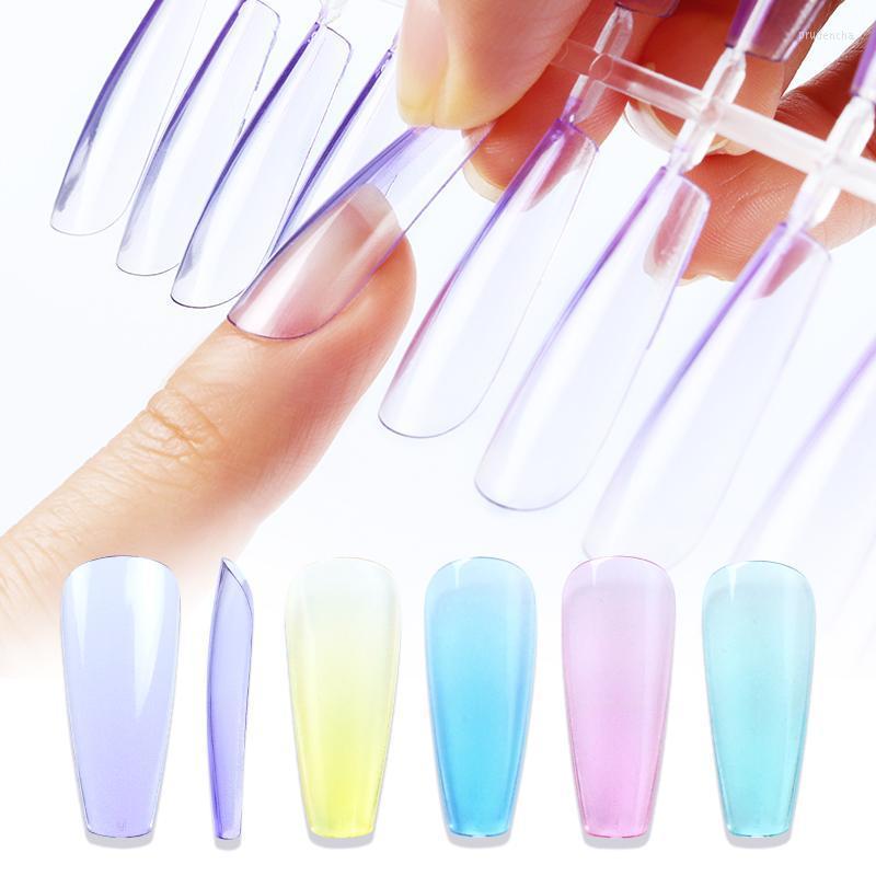 

False Nails 120Pc Jelly Clear Fake Nail Tips Press On Coffin Full Cover French Natural Acrylic Manicure Tool 5Color Set Prud22, 120pcs-4