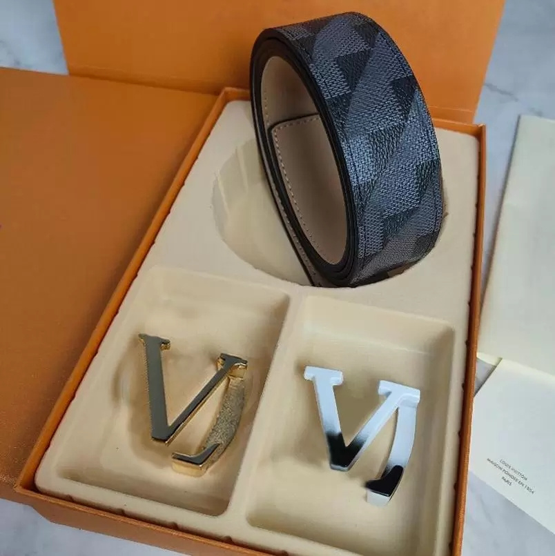 

2022 Lurxury Designers Belt Double Letter Big Buckle Fashion Genuine Leather Women Belts Men Classic Casual Waistband With Two Buckles Gift Box Cintura Ceintures DE, As picture with box