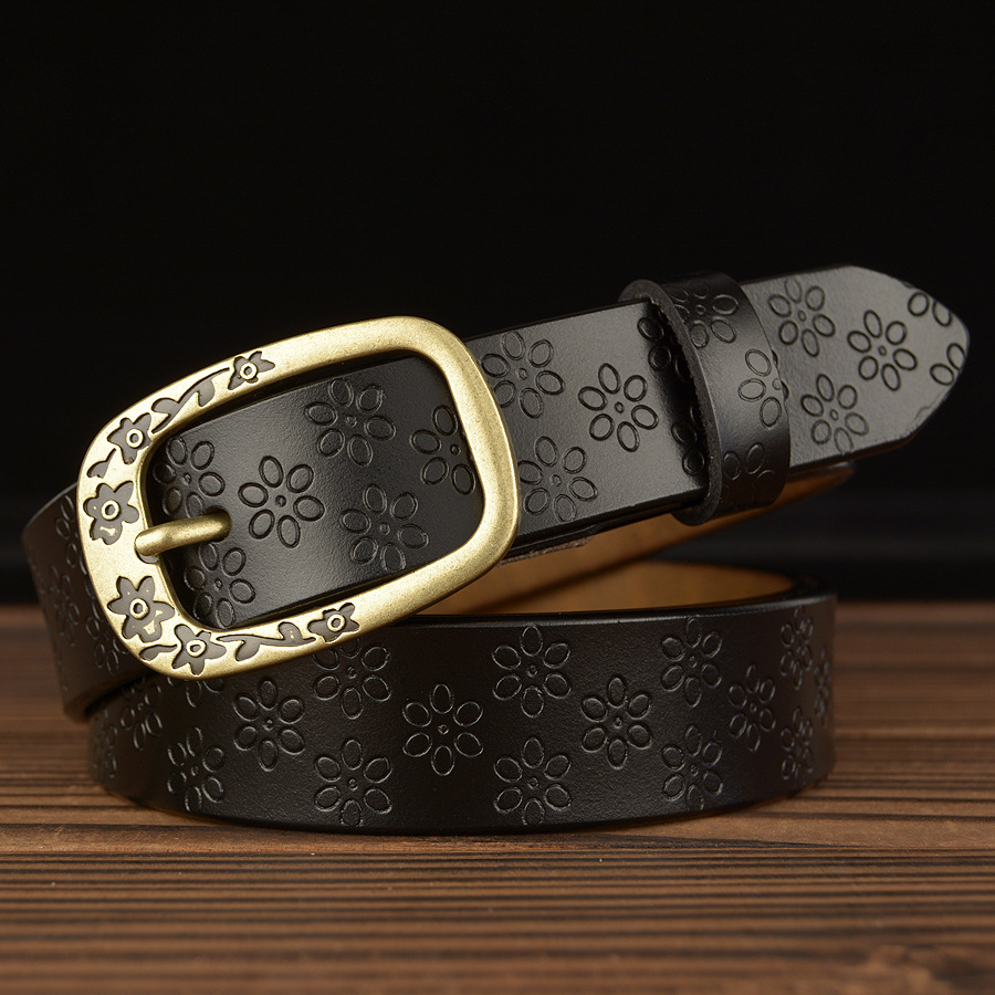 Black White Belt Casual Pin Buckle Leather Ladies Fashion Trend Embossed Leather Belts Jeans Women's 28mm Pants designer ysl belt1 alyx 2022