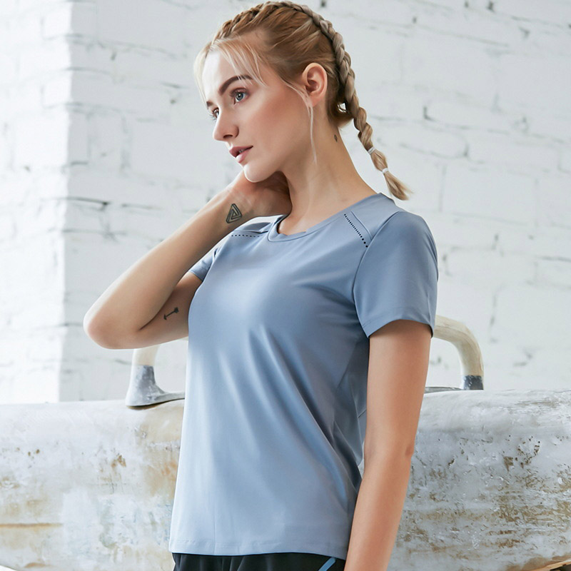 LU-T848 summer new short-sleeved yoga clothes sweat-wicking quick-drying sports top women's loose and thin running fitness clothes please ch
