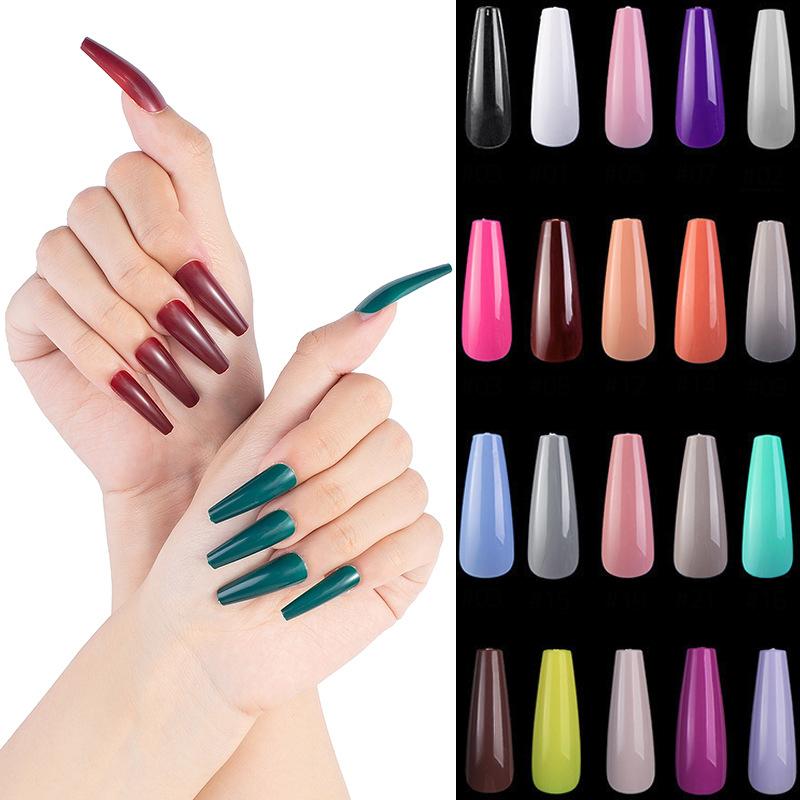 

False Nails Long Coffin Acrylic Fake Set Ballet Wearable Press On Full Cover Nail Art Tips ManicureSupplies KitFalse, 26