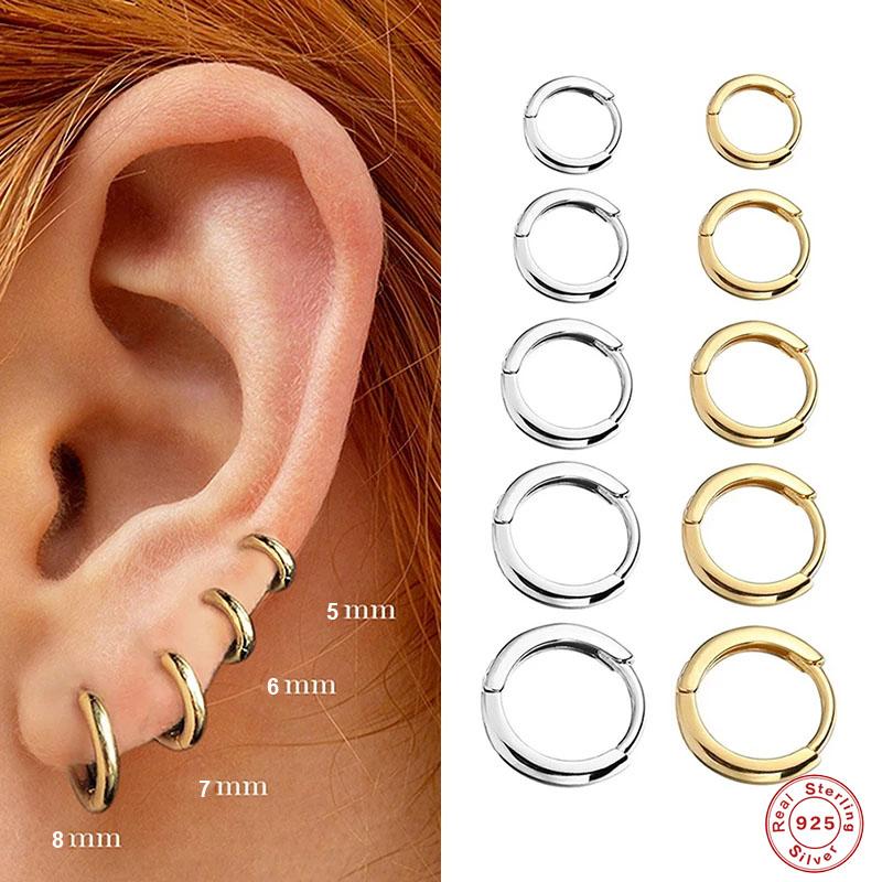 

Hoop & Huggie CANNER Minimal Glossy 925 Silver Earrings Gold Color Cartilage Piercing Accessory Trendy Small Female Hoops