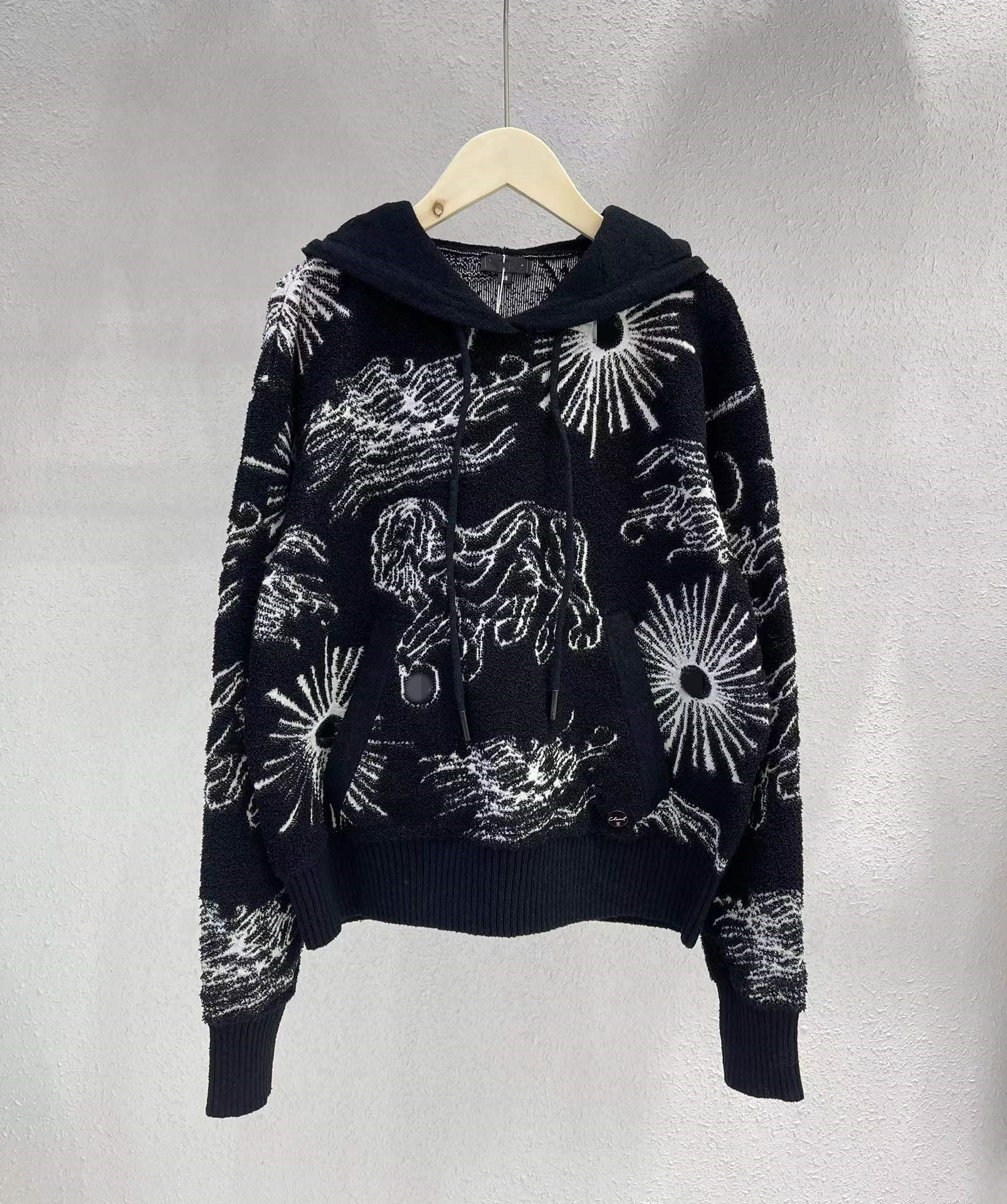 

Milan Runway Sweater 2022 Spring Autumn Long Sleeves Hooded Print Women' Sweaters High End Jacquard Pullover Designer Sweater 0316-1, Picture color